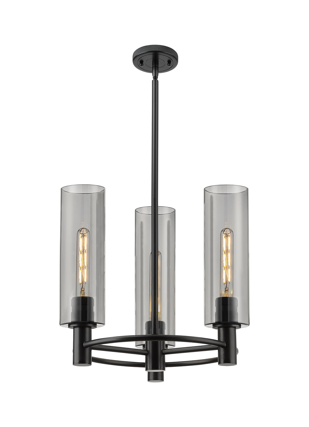 Innovations Lighting Crown Point 12" Pendant - Matte Black Pendants Innovations Lighting Light Smoke ; Glass Type: Smoked  