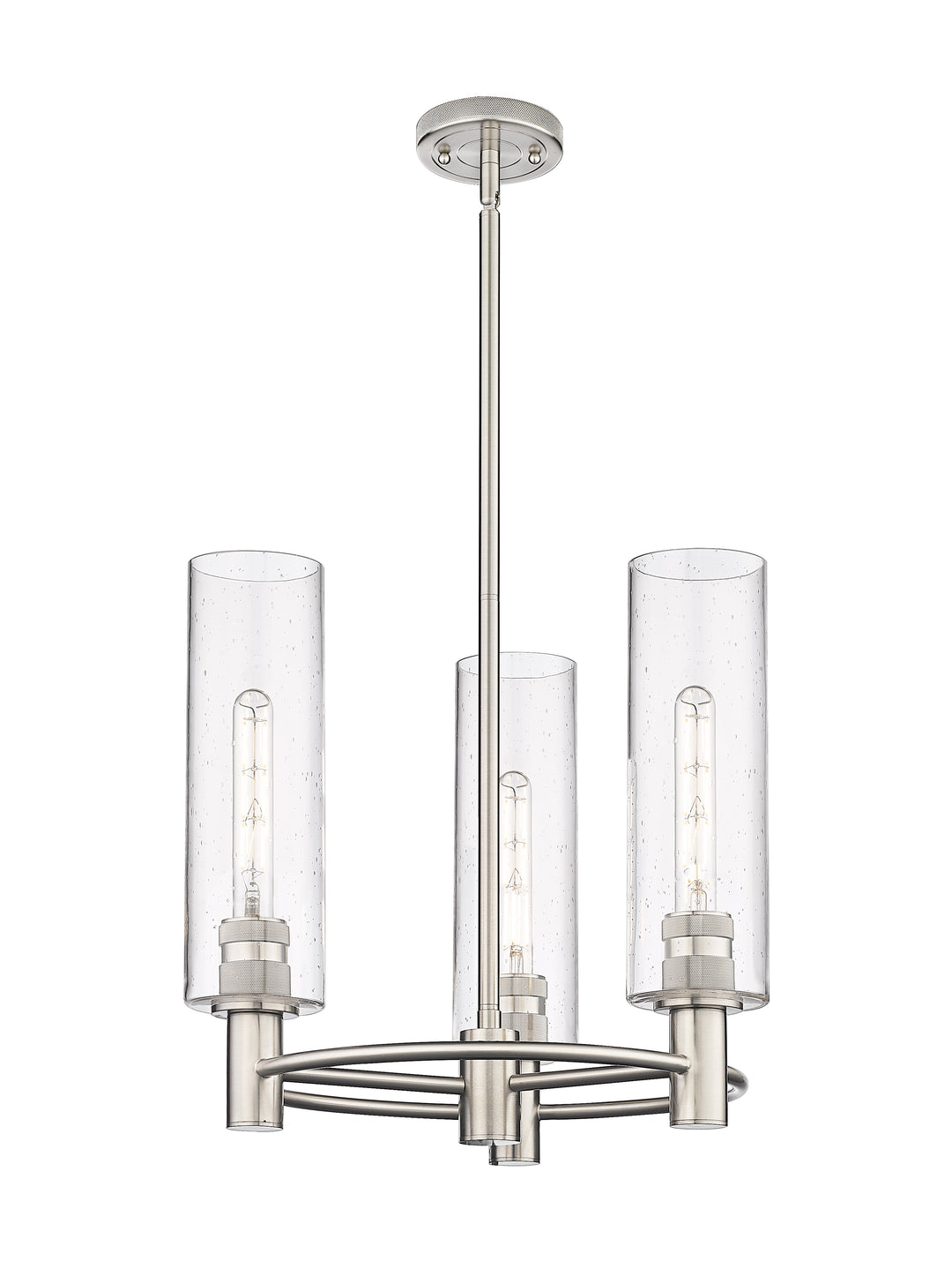 Innovations Lighting Crown Point 12" Pendant - Satin Nickel Pendants Innovations Lighting Seedy ; Glass Type: Seedy  