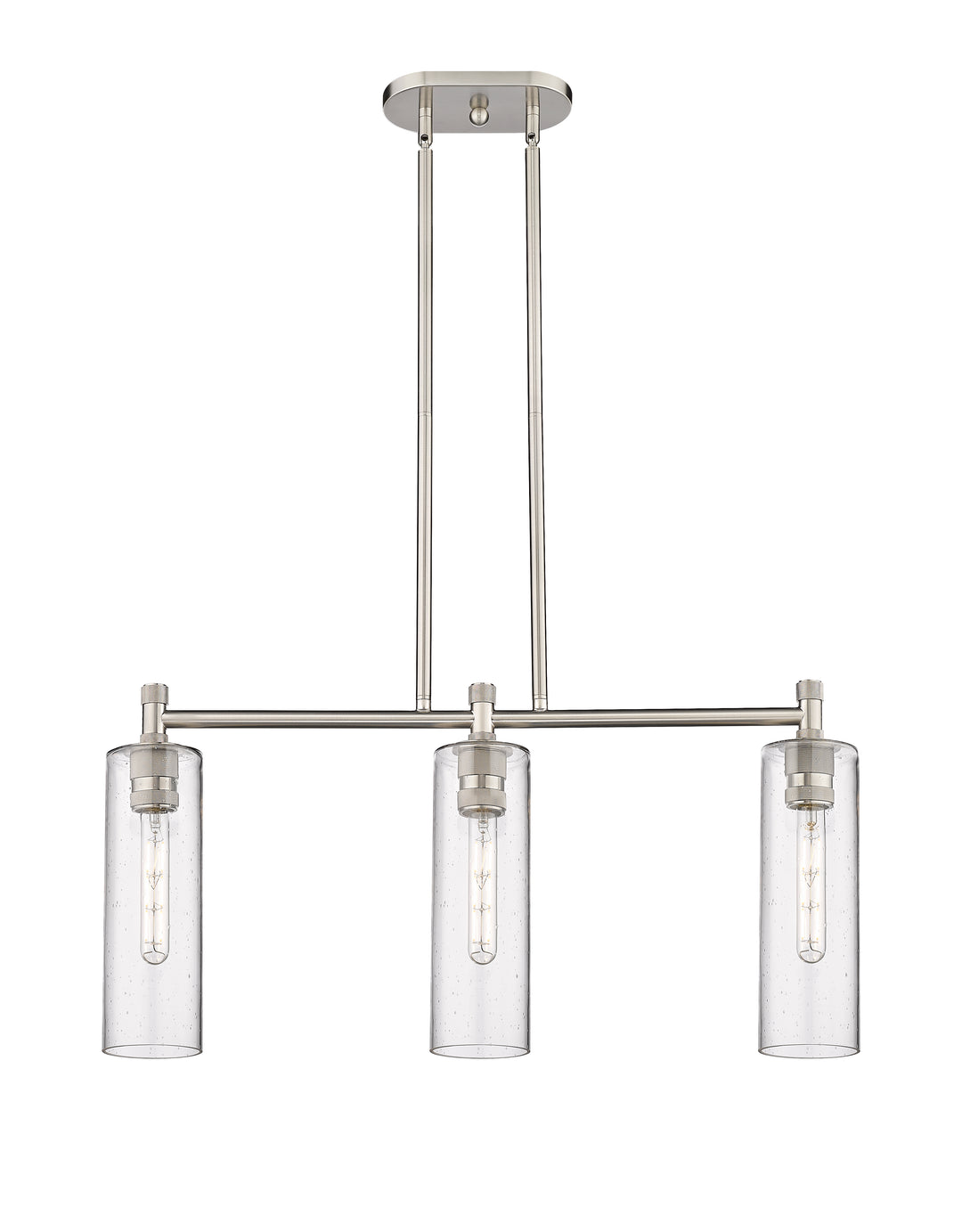 Innovations Lighting Crown Point 12" Island Light - Polished Nickel Linear Chandeliers Innovations Lighting Seedy ; Glass Type: Seedy  