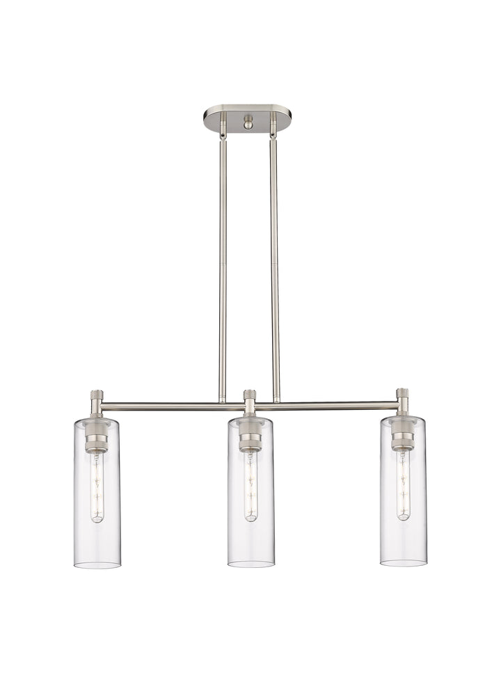 Innovations Lighting Crown Point 12" Island Light - Satin Nickel Linear Chandeliers Innovations Lighting Clear ; Glass Type: Clear  