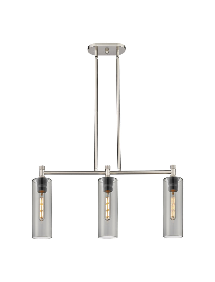 Innovations Lighting Crown Point 12" Island Light - Satin Nickel Linear Chandeliers Innovations Lighting   