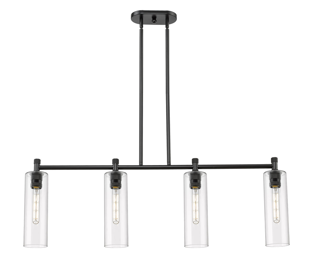 Innovations Lighting Crown Point 12" Island Light - Matte Black Linear Chandeliers Innovations Lighting Clear ; Glass Type: Clear  