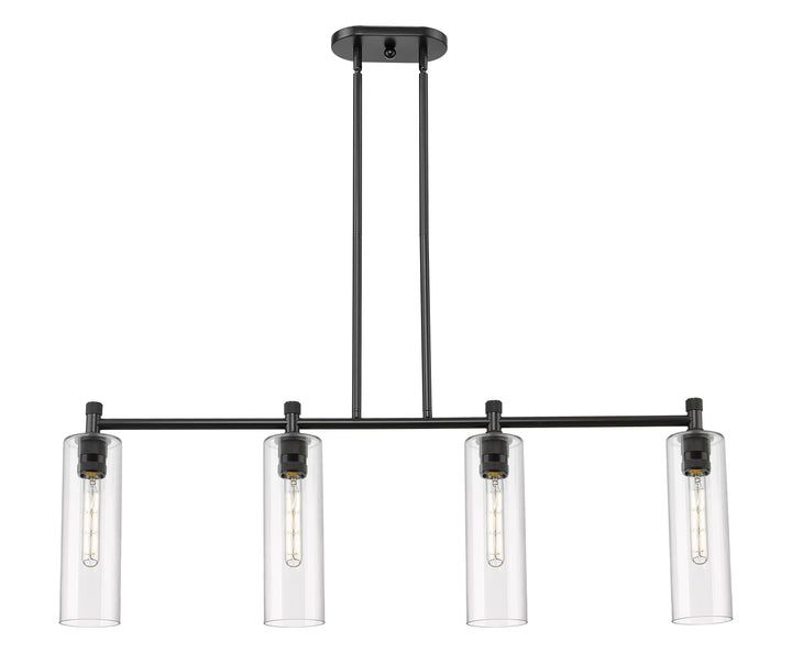 Innovations Lighting Crown Point 12" Island Light - Matte Black Linear Chandeliers Innovations Lighting Clear ; Glass Type: Clear  