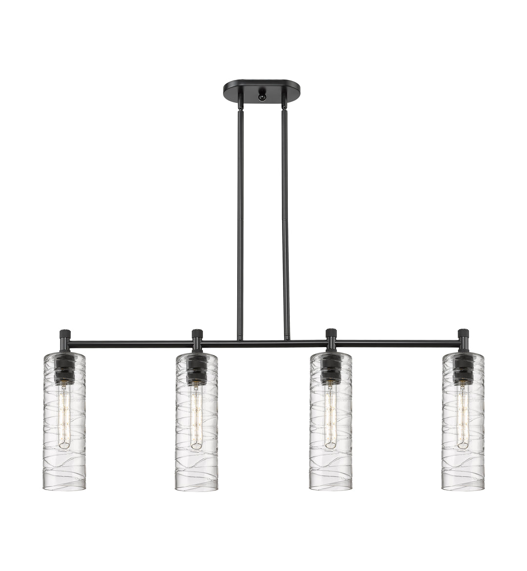 Innovations Lighting Crown Point 12" Island Light - Matte Black Linear Chandeliers Innovations Lighting Deco Swirl ; Glass Type: Transparent  