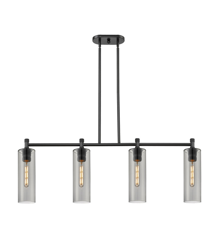 Innovations Lighting Crown Point 12" Island Light - Matte Black Linear Chandeliers Innovations Lighting Light Smoke ; Glass Type: Smoked  