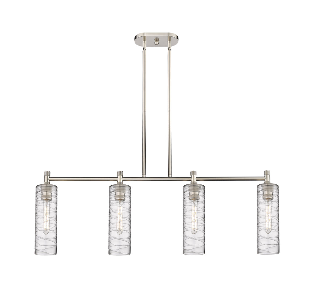 Innovations Lighting Crown Point 12" Island Light - Satin Nickel Linear Chandeliers Innovations Lighting Deco Swirl ; Glass Type: Transparent  