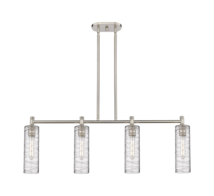 Innovations Lighting Crown Point 12" Island Light - Satin Nickel Linear Chandeliers Innovations Lighting Deco Swirl ; Glass Type: Transparent  