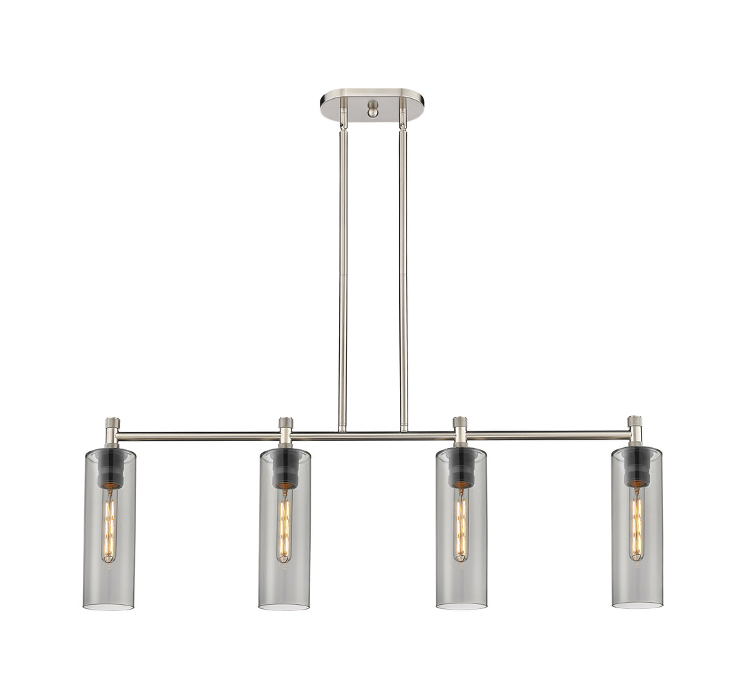 Innovations Lighting Crown Point 12" Island Light - Satin Nickel Linear Chandeliers Innovations Lighting Light Smoke ; Glass Type: Smoked  