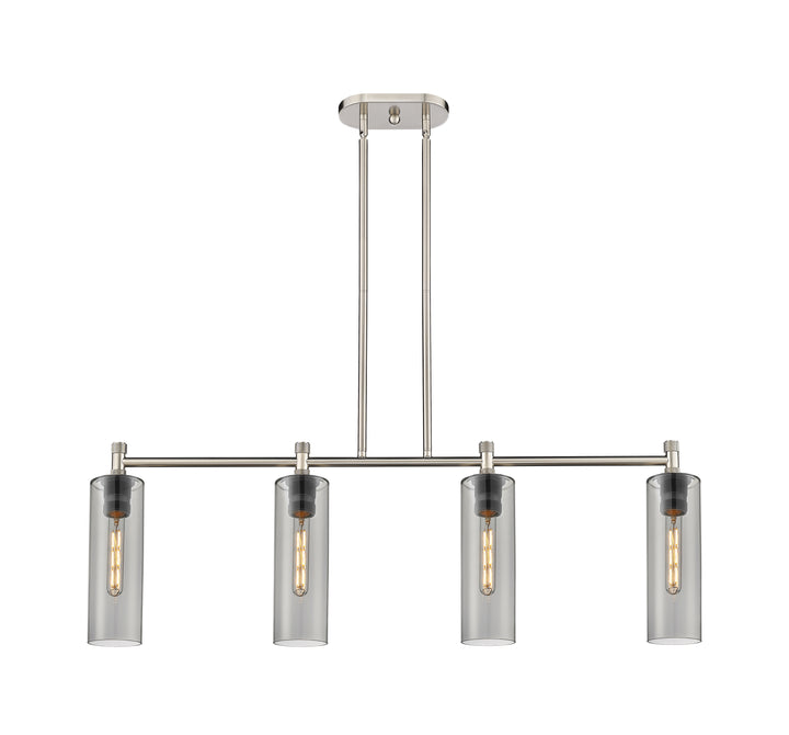 Innovations Lighting Crown Point 12" Island Light - Satin Nickel Linear Chandeliers Innovations Lighting Light Smoke ; Glass Type: Smoked  