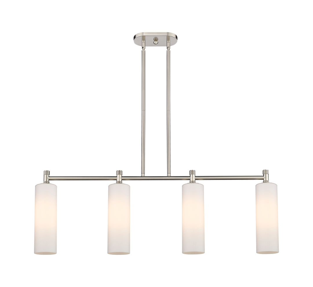 Innovations Lighting Crown Point 12" Island Light - Satin Nickel Linear Chandeliers Innovations Lighting White ; Glass Type: Frosted  