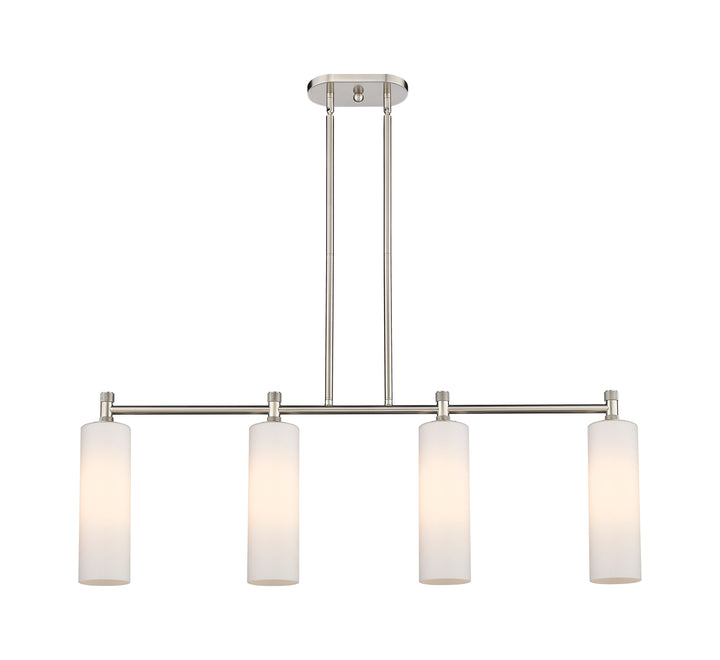 Innovations Lighting Crown Point 12" Island Light - Satin Nickel Linear Chandeliers Innovations Lighting White ; Glass Type: Frosted  