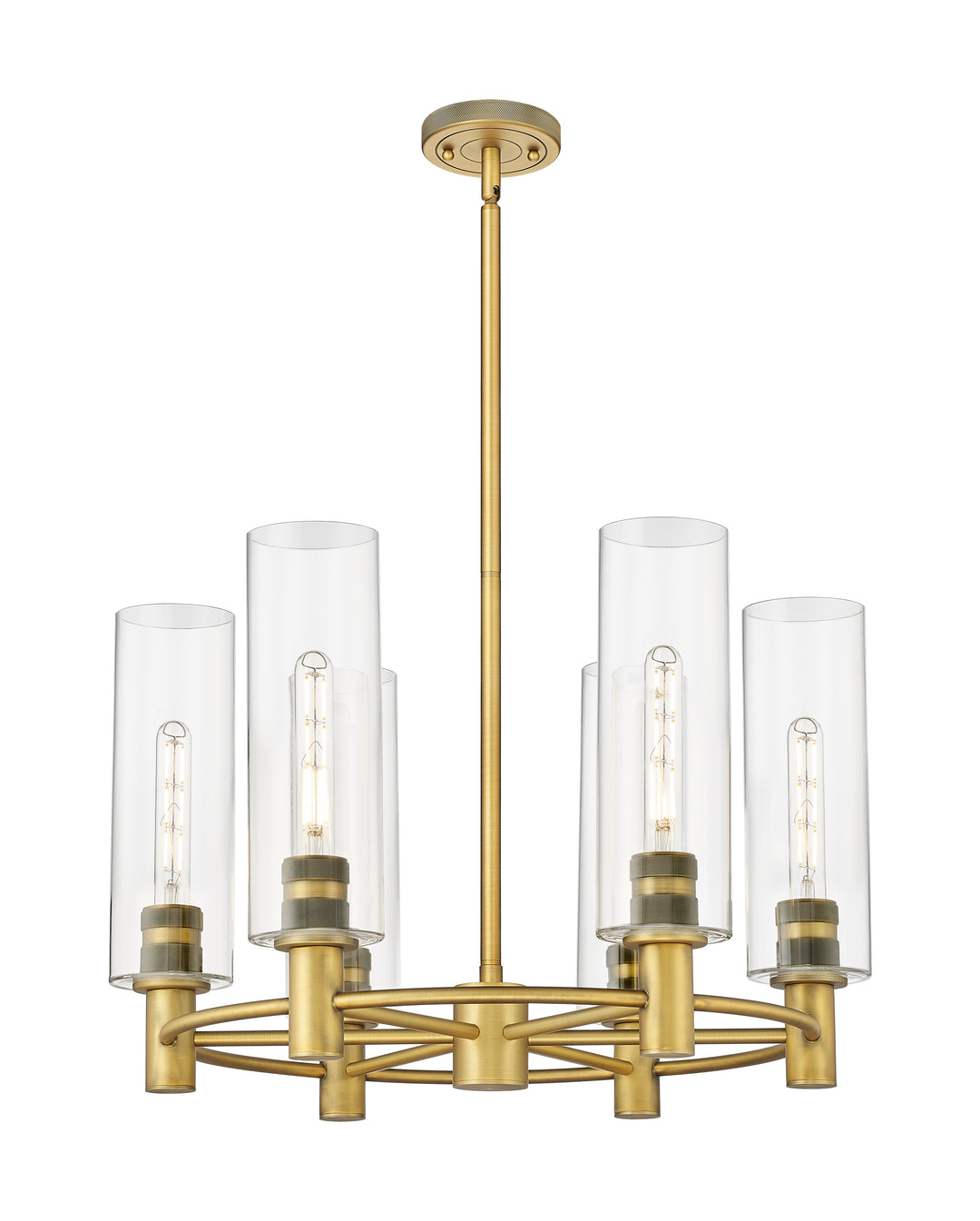 Innovations Lighting Crown Point 12" Chandelier - Brushed Brass Chandeliers Innovations Lighting Clear ; Glass Type: Clear  