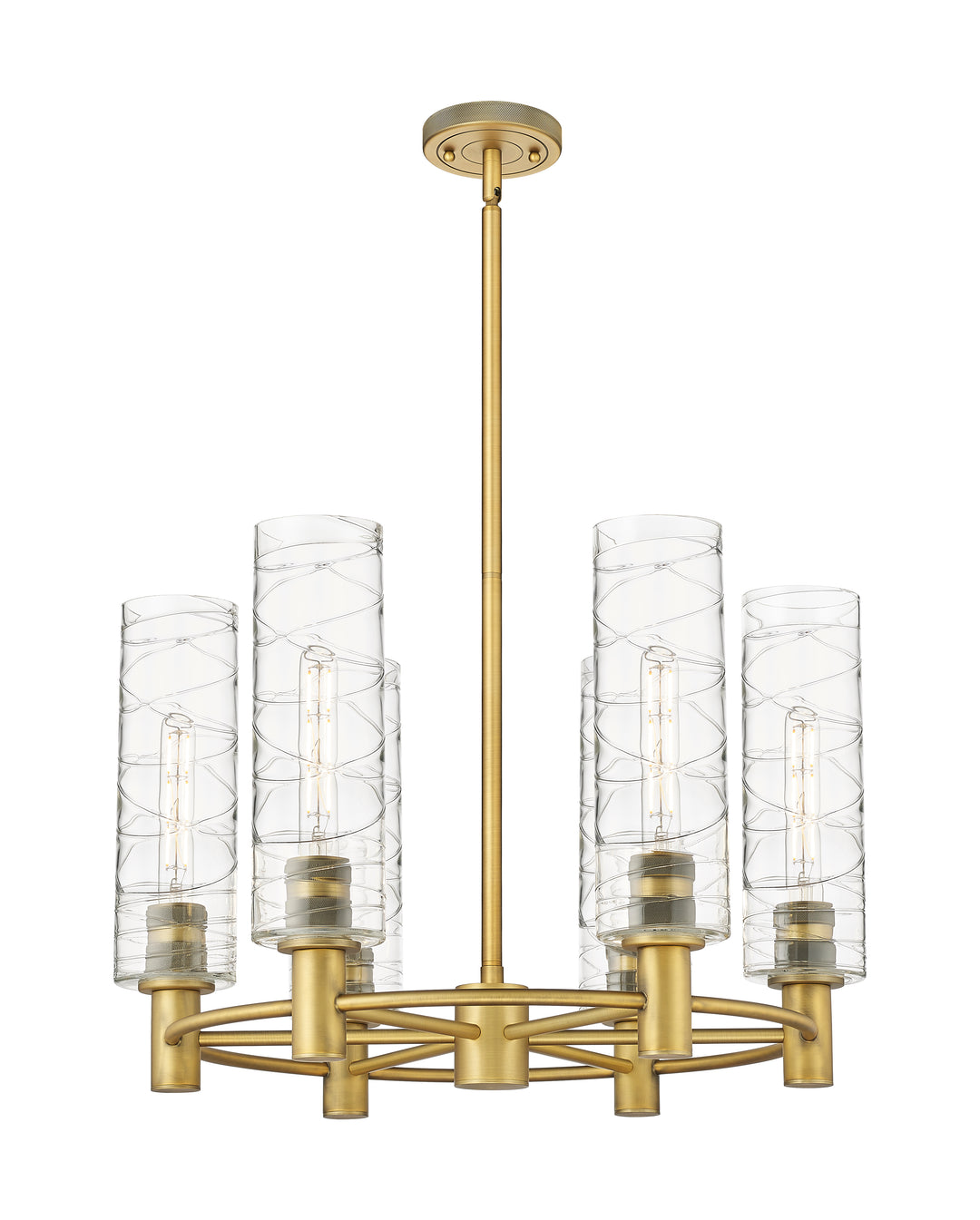 Innovations Lighting Crown Point 12" Chandelier - Brushed Brass Chandeliers Innovations Lighting Deco Swirl ; Glass Type: Transparent  