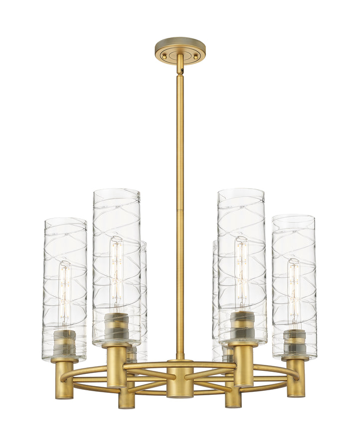 Innovations Lighting Crown Point 12" Chandelier - Brushed Brass Chandeliers Innovations Lighting Deco Swirl ; Glass Type: Transparent  