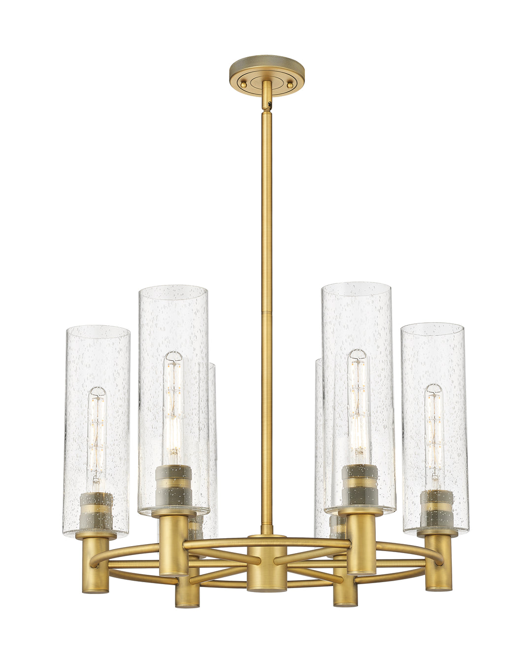 Innovations Lighting Crown Point 12" Chandelier - Brushed Brass Chandeliers Innovations Lighting Seedy ; Glass Type: Seedy  