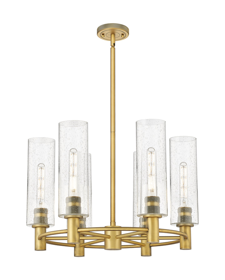 Innovations Lighting Crown Point 12" Chandelier - Brushed Brass Chandeliers Innovations Lighting Seedy ; Glass Type: Seedy  