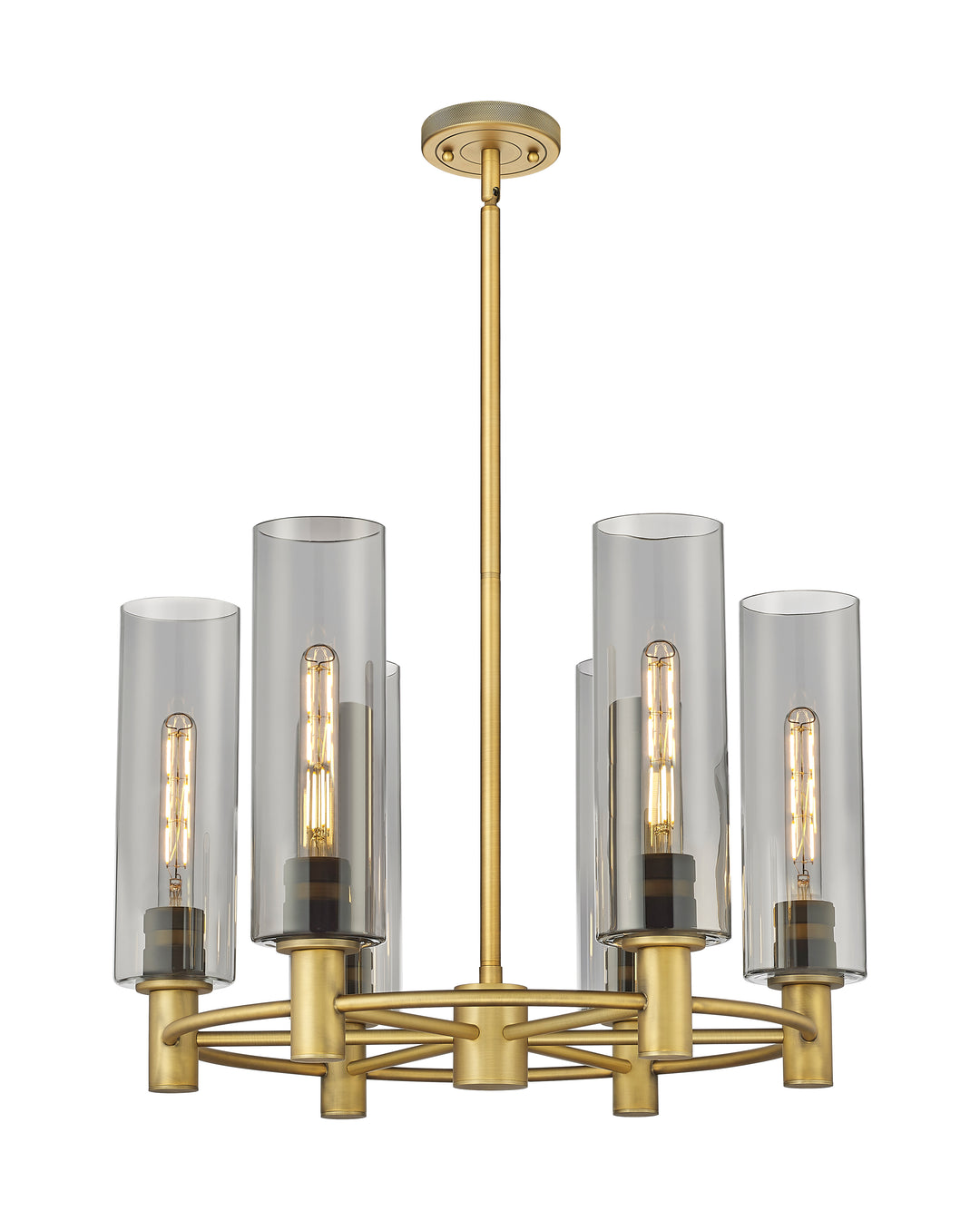 Innovations Lighting Crown Point 12" Chandelier - Brushed Brass Chandeliers Innovations Lighting Light Smoke ; Glass Type: Smoked  