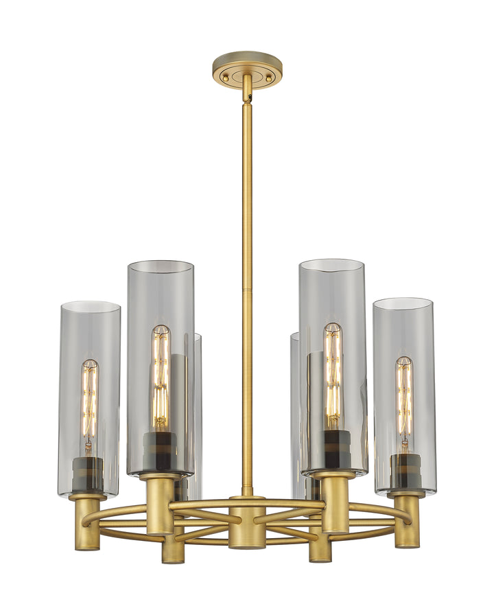 Innovations Lighting Crown Point 12" Chandelier - Brushed Brass Chandeliers Innovations Lighting Light Smoke ; Glass Type: Smoked  