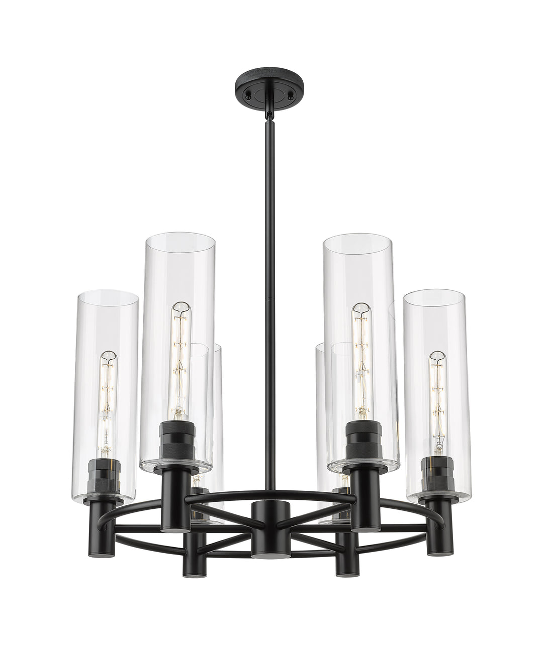 Innovations Lighting Crown Point 12" Chandelier - Matte Black Chandeliers Innovations Lighting Clear ; Glass Type: Clear  