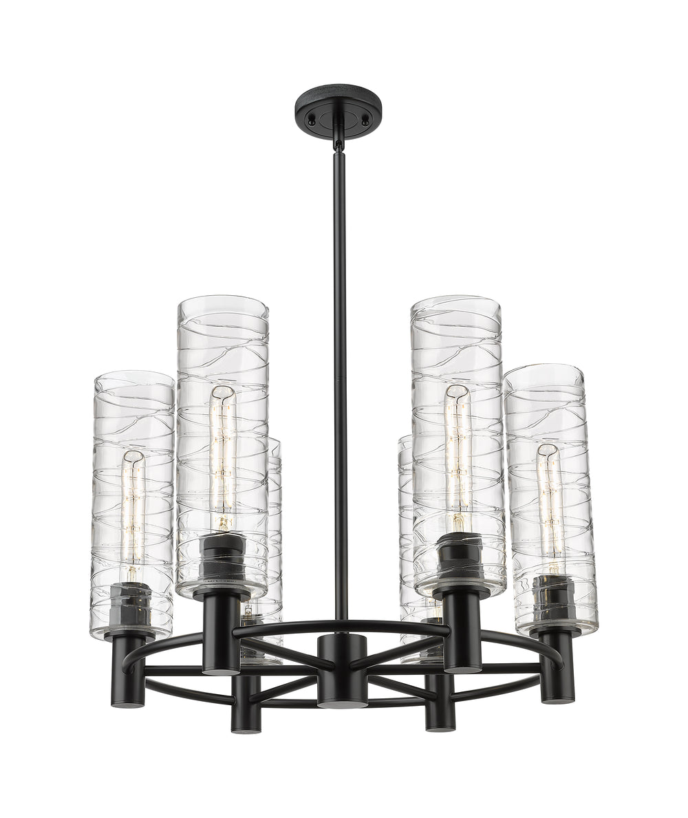 Innovations Lighting Crown Point 12" Chandelier - Matte Black Chandeliers Innovations Lighting Deco Swirl ; Glass Type: Transparent  