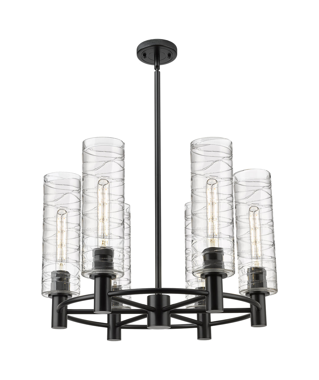 Innovations Lighting Crown Point 12" Chandelier - Matte Black Chandeliers Innovations Lighting Deco Swirl ; Glass Type: Transparent  