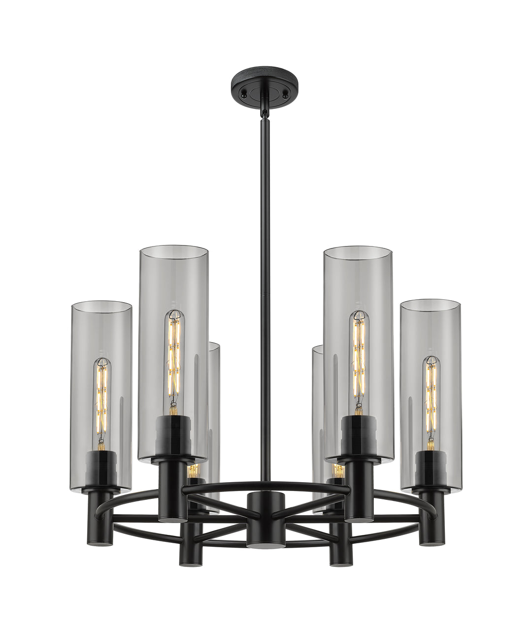 Innovations Lighting Crown Point 12" Chandelier - Matte Black Chandeliers Innovations Lighting Light Smoke ; Glass Type: Smoked  