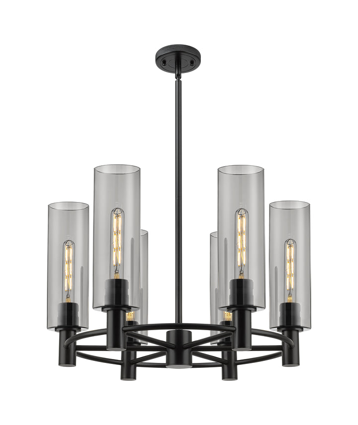 Innovations Lighting Crown Point 12" Chandelier - Matte Black Chandeliers Innovations Lighting Light Smoke ; Glass Type: Smoked  