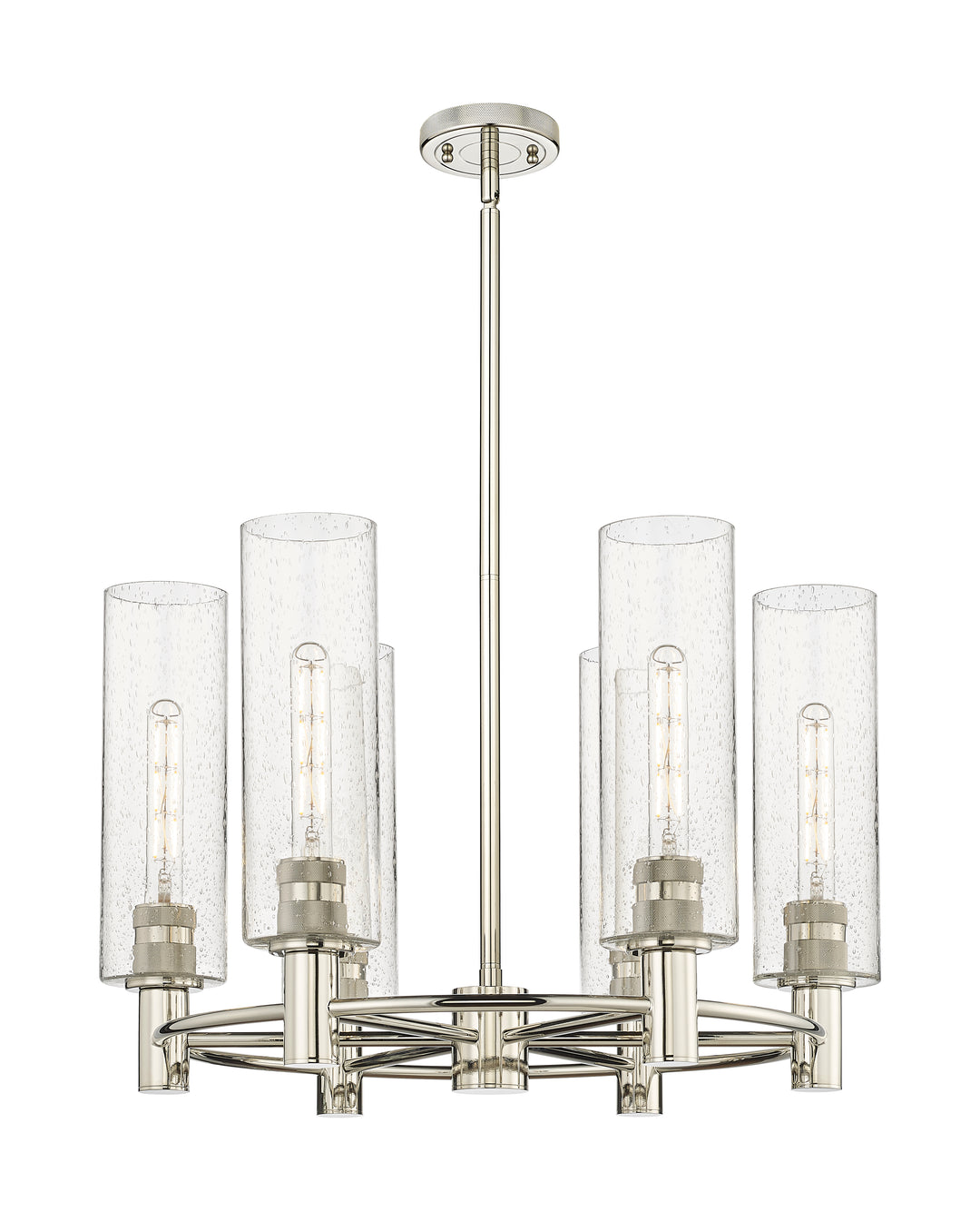 Innovations Lighting Crown Point 12" Chandelier - Polished Nickel Chandeliers Innovations Lighting Seedy ; Glass Type: Seedy  