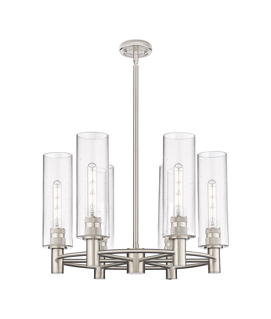 Innovations Lighting Crown Point 12" Chandelier - Satin Nickel Chandeliers Innovations Lighting Seedy ; Glass Type: Seedy  