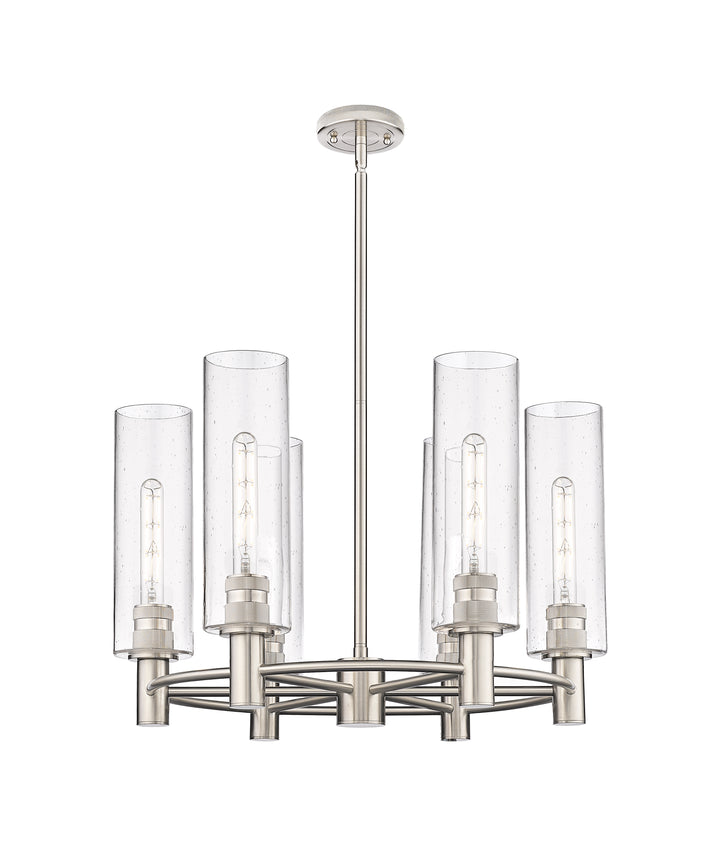 Innovations Lighting Crown Point 12" Chandelier - Satin Nickel Chandeliers Innovations Lighting Seedy ; Glass Type: Seedy  