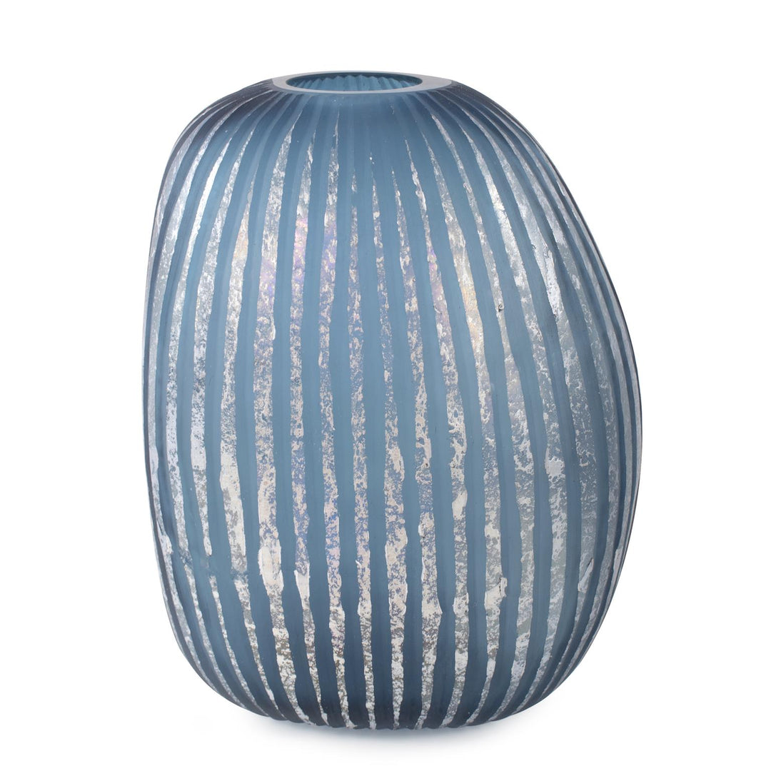 Howard Elliott Collection Yale Blue Asymmetrical Glass Vase, Large Vases Howard Elliott Collection   