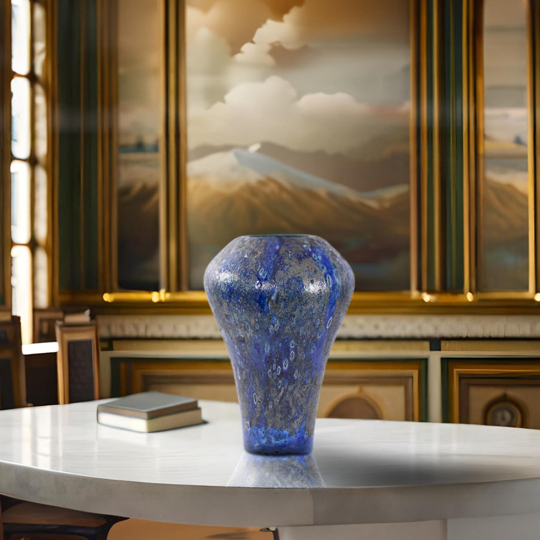 Howard Elliott Collection Zynsky Art Glass in Deep Azure Blue, Tall Decorative Accents Howard Elliott Collection   