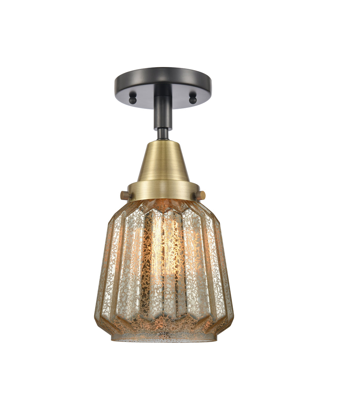 Innovations Lighting Chatham Flush Mount - Black Antique Brass Ceiling Flush Mounts Innovations Lighting Mercury ; Glass Type: Mercury; Ribbed  