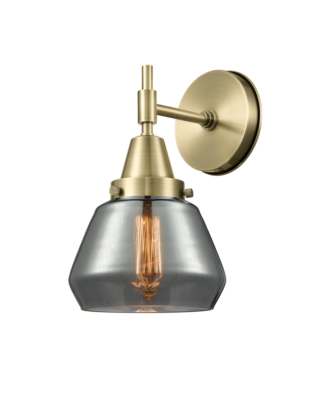 Innovations Lighting Fulton Sconce - Antique Brass Wall Sconces Innovations Lighting Light Smoke ; Glass Type: Colorful  