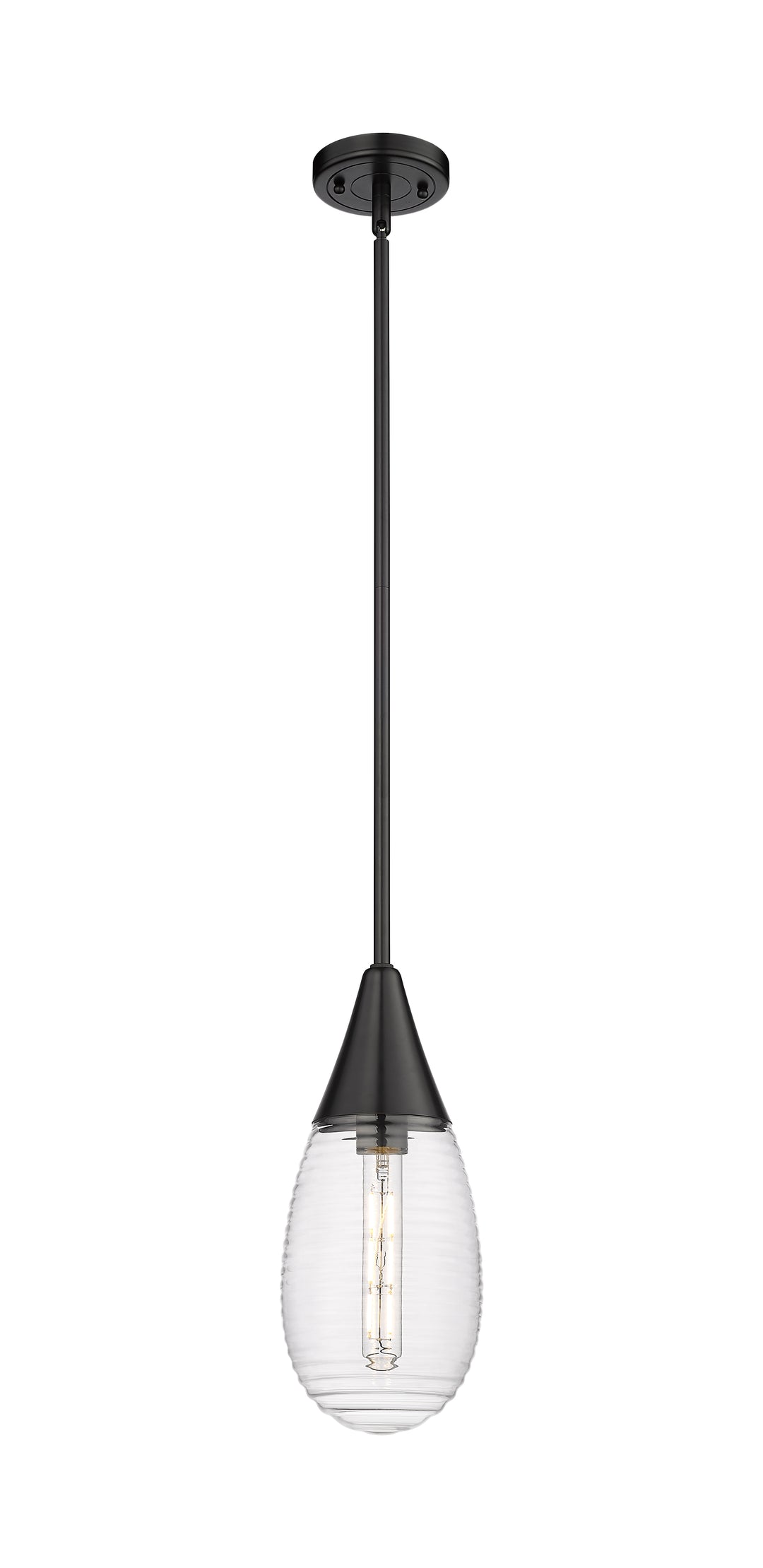 Innovations Lighting Malone 6" Pendant - Matte Black Pendants Innovations Lighting Striped Clear ; Glass Type: Clear  