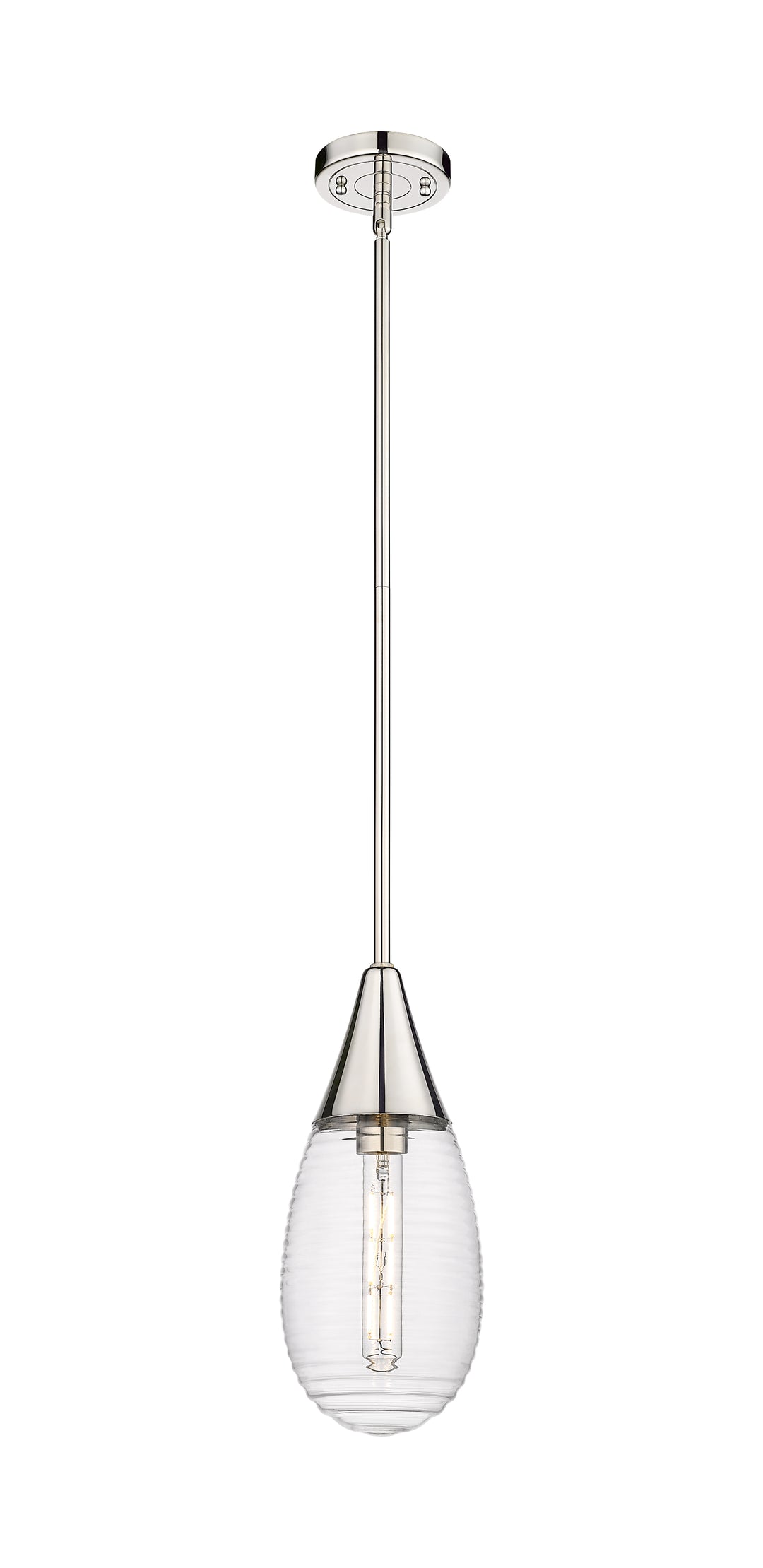 Innovations Lighting Malone 6" Pendant - Polished Nickel Pendants Innovations Lighting Striped Clear ; Glass Type: Clear  