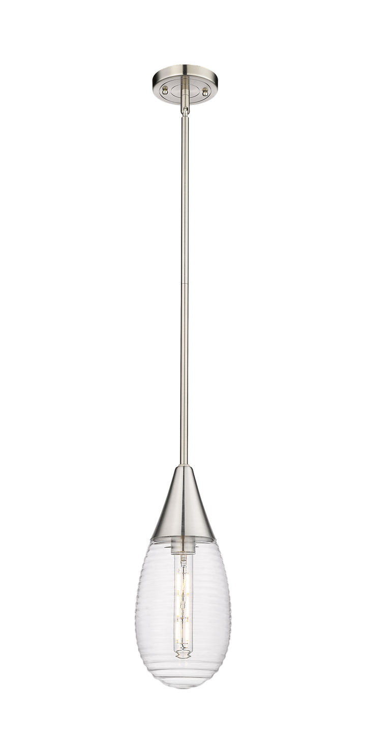 Innovations Lighting Malone 6" Pendant - Satin Nickel Pendants Innovations Lighting Striped Clear ; Glass Type: Clear  