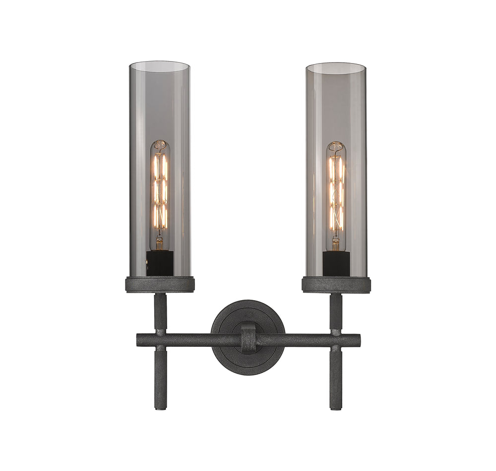 Innovations Lighting Lincoln 12" Bath Vanity Light - Weathered Zinc Vanity Lights Innovations Lighting Light Smoke ; Glass Type: Smoked  