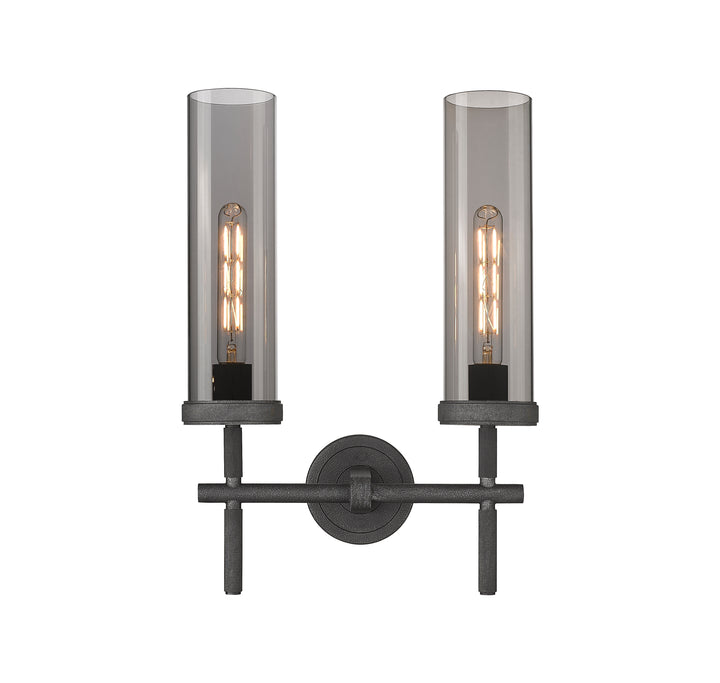 Innovations Lighting Lincoln 12" Bath Vanity Light - Weathered Zinc Vanity Lights Innovations Lighting Light Smoke ; Glass Type: Smoked  