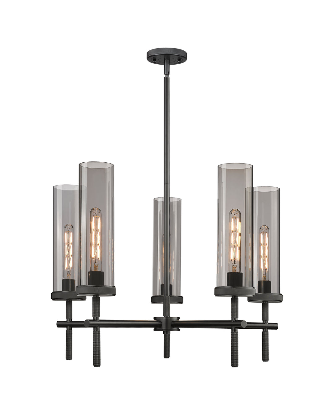 Innovations Lighting Lincoln 12" Chandelier - Matte Black Chandeliers Innovations Lighting Light Smoke ; Glass Type: Smoked  