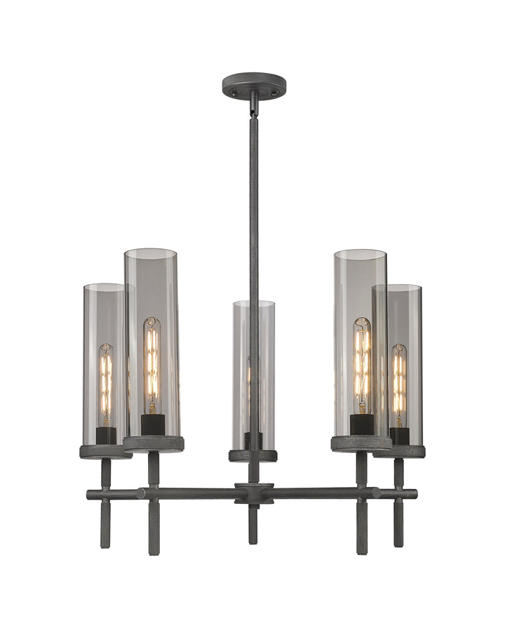 Innovations Lighting Lincoln 12" Chandelier - Weathered Zinc Chandeliers Innovations Lighting Light Smoke ; Glass Type: Smoked  