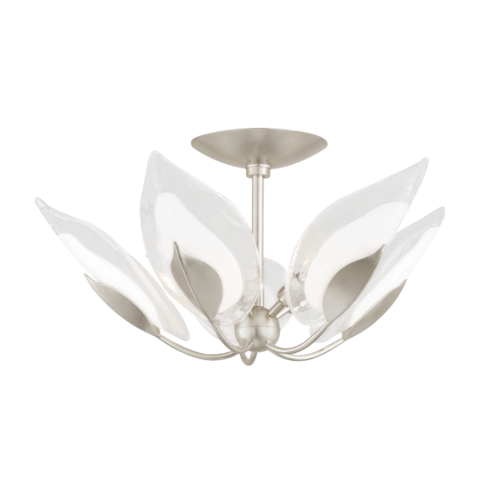 Hudson Valley Lighting Blossom Semi Flush Ceiling Semi Flush Mounts Hudson Valley Lighting Silver Leaf  