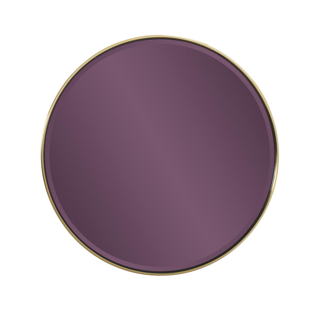 Howard Elliott Collection Broidy Round Mirror, Aubergine Purple Mirrors Howard Elliott Collection   