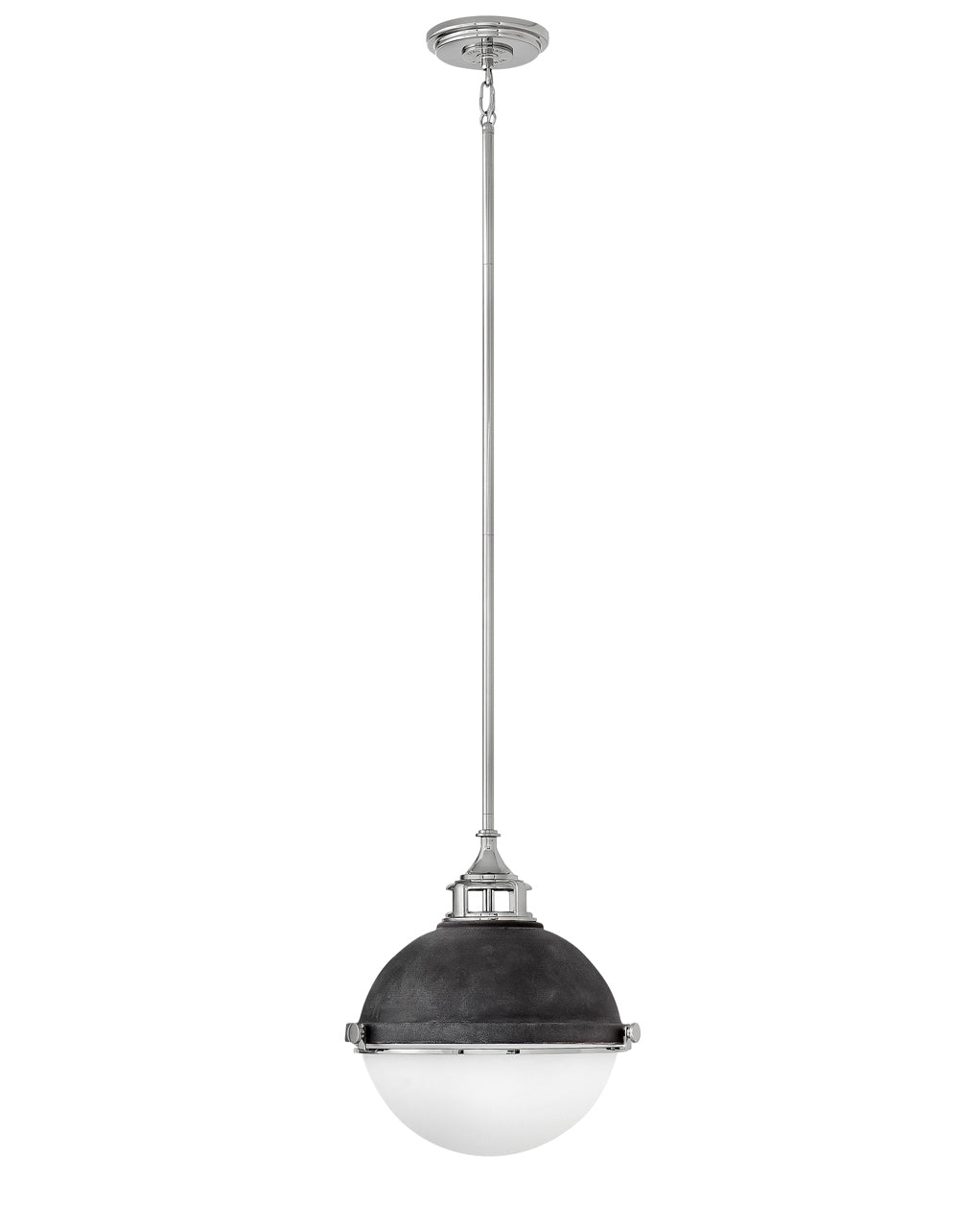 Hinkley Fletcher Pendant Pendants Hinkley Aged Zinc with Polished Nickel accent 13.5x13.5x14.5 