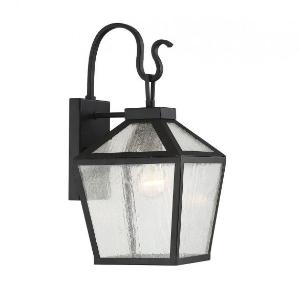 Savoy House Woodstock Outdoor | Wall Lantern Outdoor Wall Lights Savoy House 8x8x16 Black Clear Seeded Glass