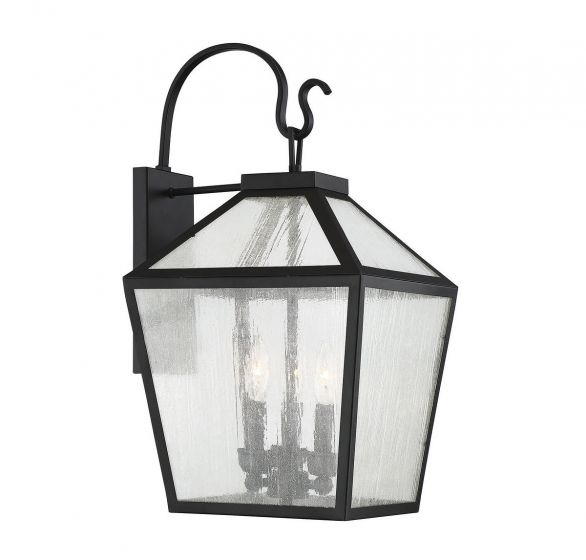 Savoy House Woodstock Outdoor | Wall Lantern Outdoor Wall Lights Savoy House 12x12x23.5 Black Clear Seeded Glass