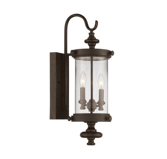 Savoy House Palmer Outdoor | Wall Lantern Outdoor | Wall Lantern Savoy House 7.5x7.5x24 Wood Clear Seeded Glass