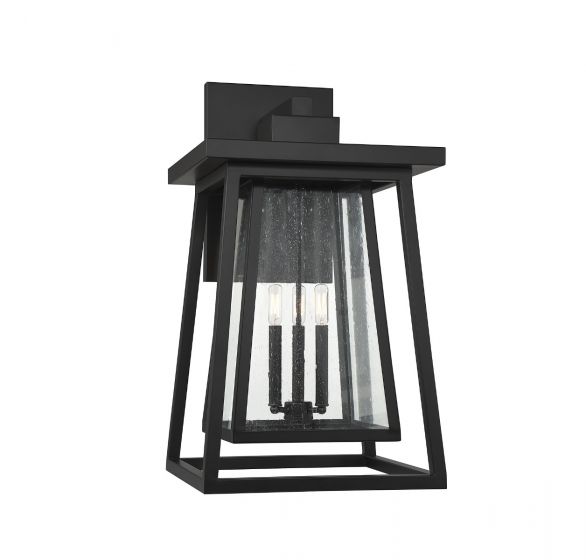 Savoy House Denver Outdoor | Wall Lantern Outdoor | Wall Lantern Savoy House 16x16x29 Black Clear Seeded Glass