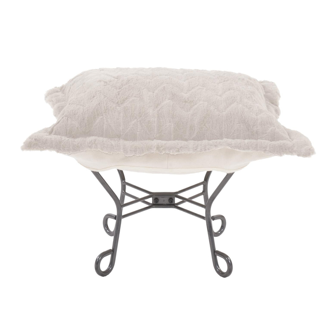 Howard Elliott Collection Scroll Puff Ottoman Angora Natural Ottomans Howard Elliott Collection   