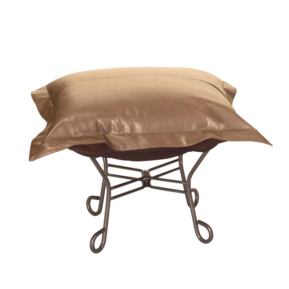 Howard Elliott Collection Scroll Puff Ottoman Avanti Bronze Titanium Frame